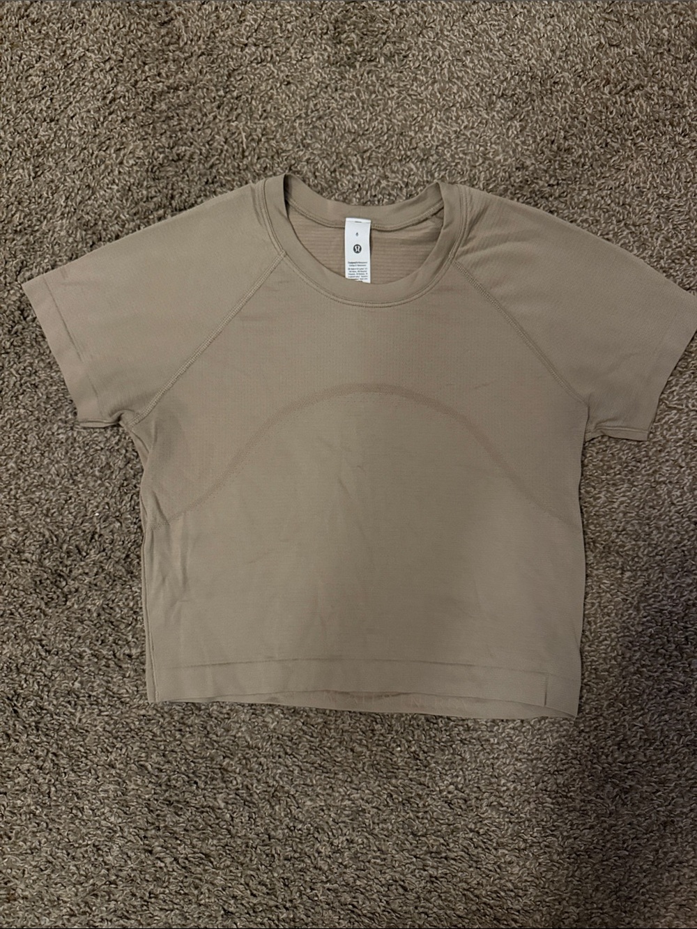 lululemon athletica Short Sleeve Crewneck crop Top in Taupe